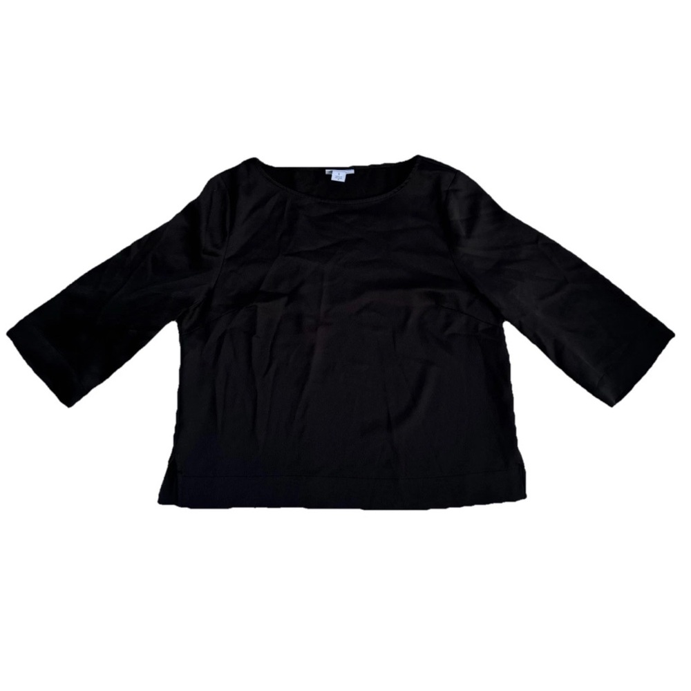 Liz Claiborne women’s size small Black Blouse round neck 3/4 length sleeves